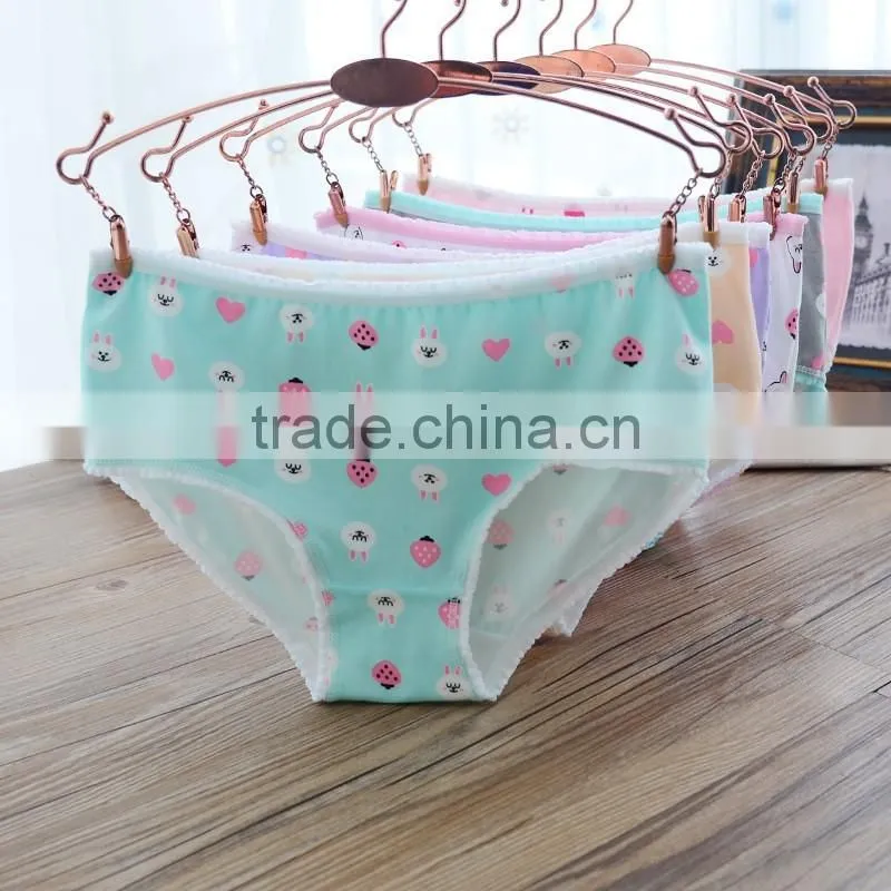 2017 Cheap Cotton Colorful Cartoon Print Yough Sexy Lady Panty(OEM)