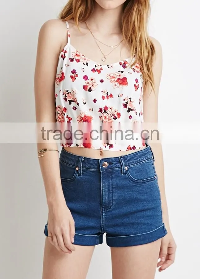 Sultry Summer Floral Slit-Back Cami from China Manufacturer clothes women summer 2015 Blouse