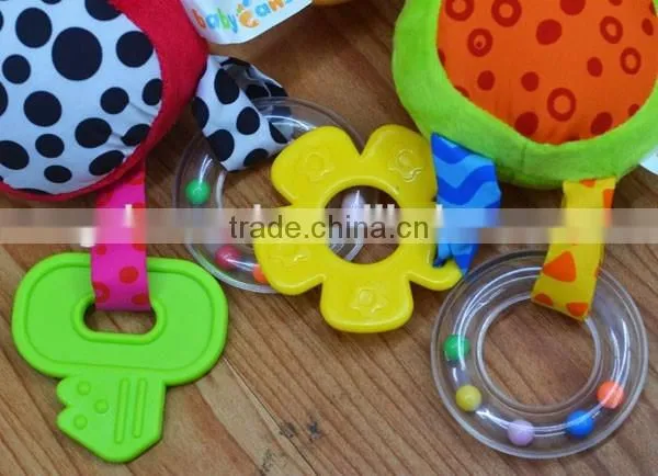 Cute cow & monkey bell & rattle insert baby educational plush toys baby gifts