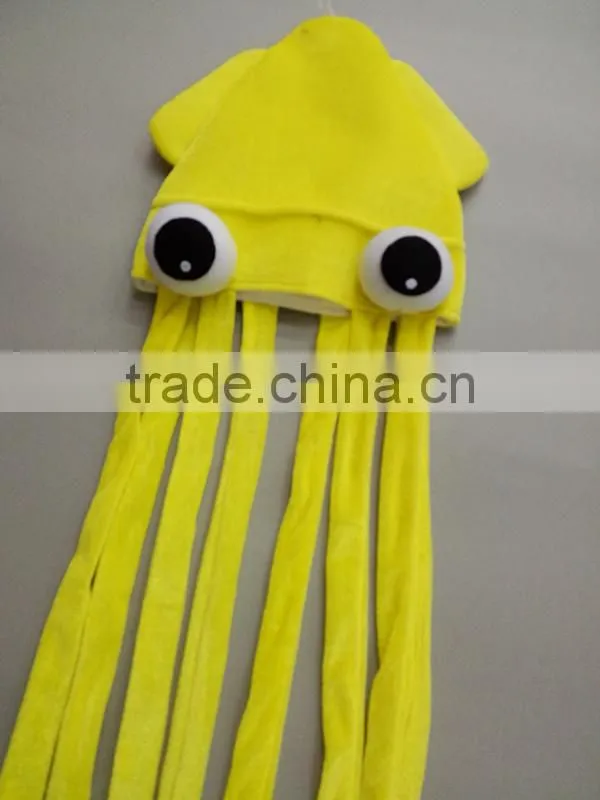 2014 factory outlets velvet material cute big octopus party carnival animal hat