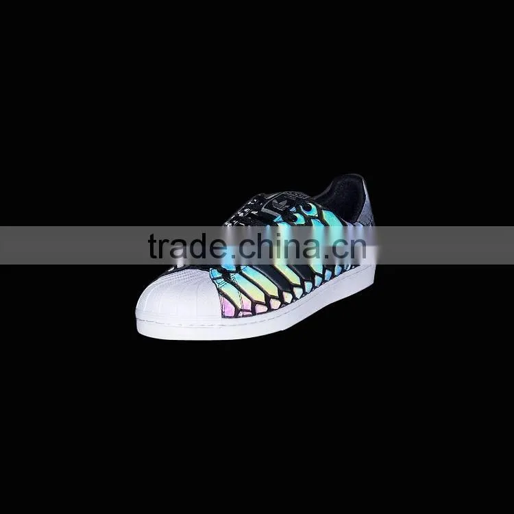 Colorful 7colors flash 0.8mm reflective iridescent leather fabric for bags material