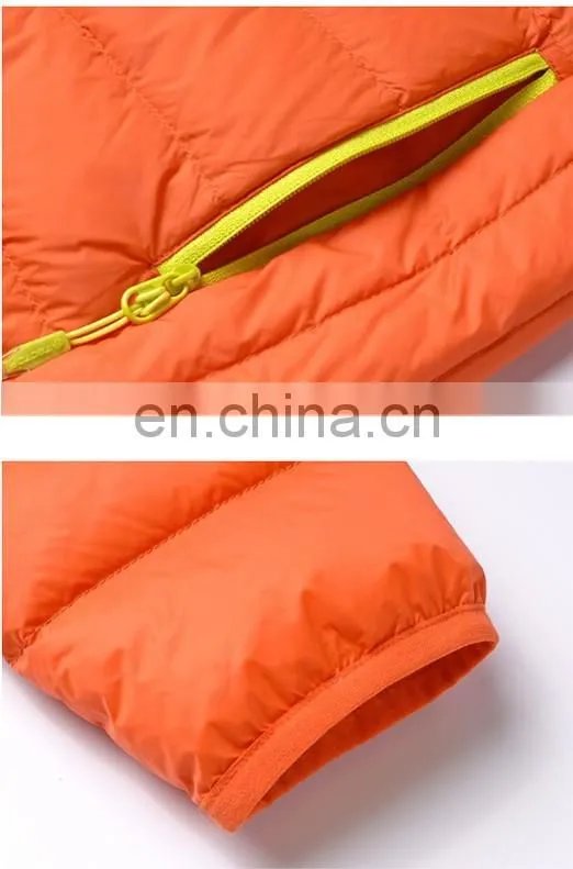 Kid zip up hood jacket orange windbreaker warm outdoor down jacket