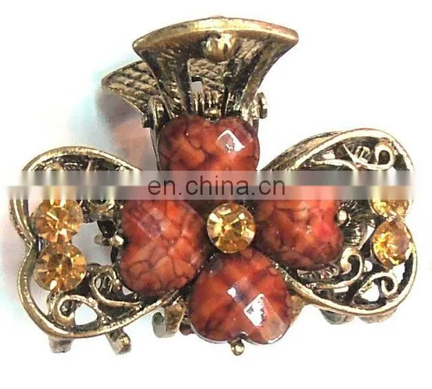 Wholesale alloy hair claw clip with rhinestone for women