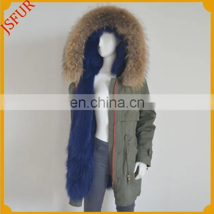 Jsfur Wholesale Genuine Fur Jacket With Real Fur Winter Women Parka