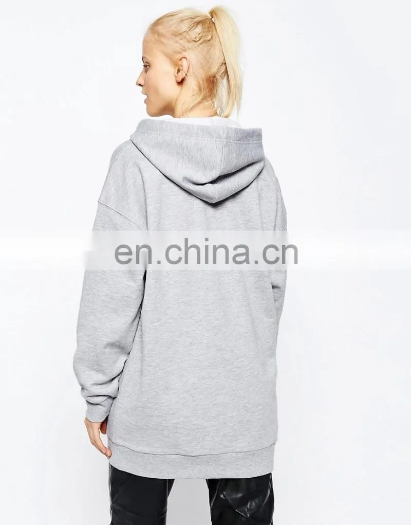 Custom Oversized Casual Sports Hoodie Women Heather Grey Blank Pullover Hoodie