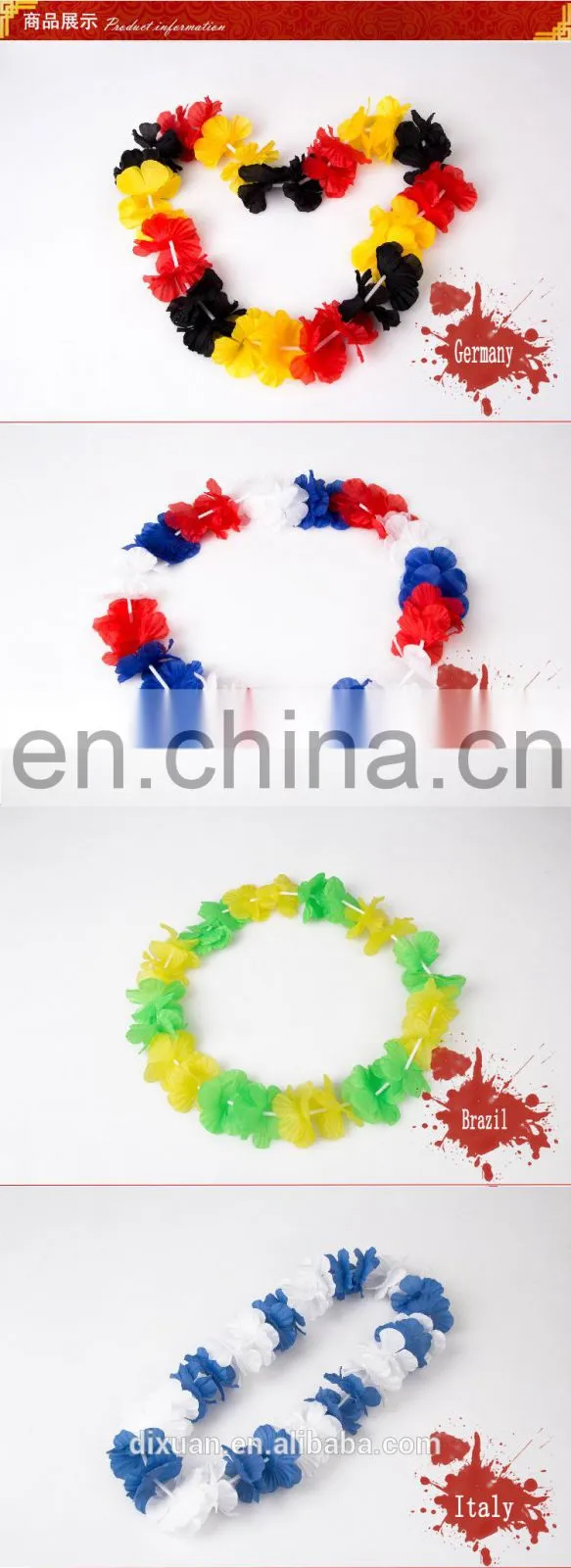 Red black yellow Flower Strings Garlands Germany National Flag Color Flower Lei