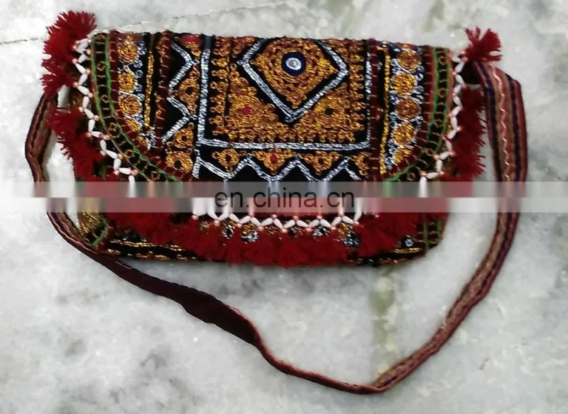 Ethnic pom pom boho clutch bags,Mix lot of indian handmade cotton bags bajara clutch bag,Elegant lady clutch bags