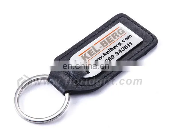 Company Anniversary gifts PU Leather metal keychain leather fob with custom logo