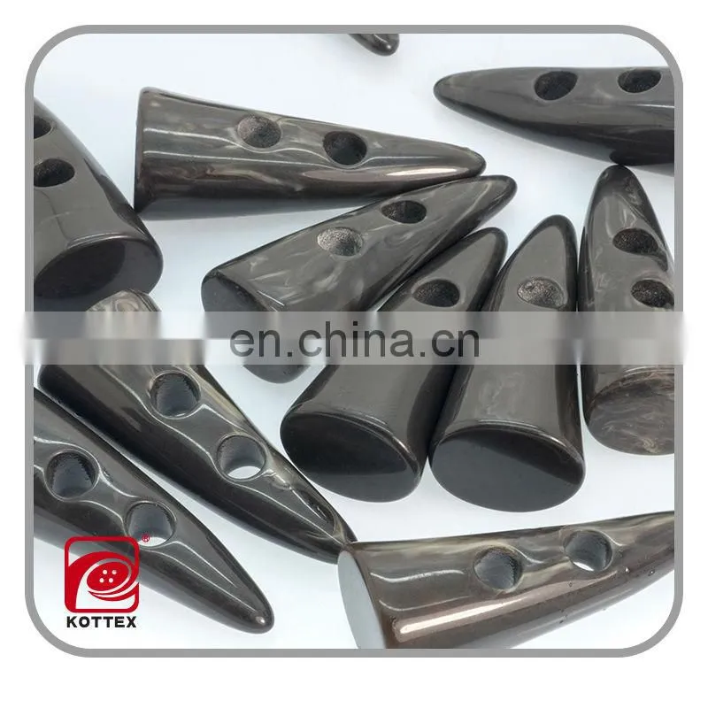 natural cow horns dark brown horn toggle button made of resin/polyester material