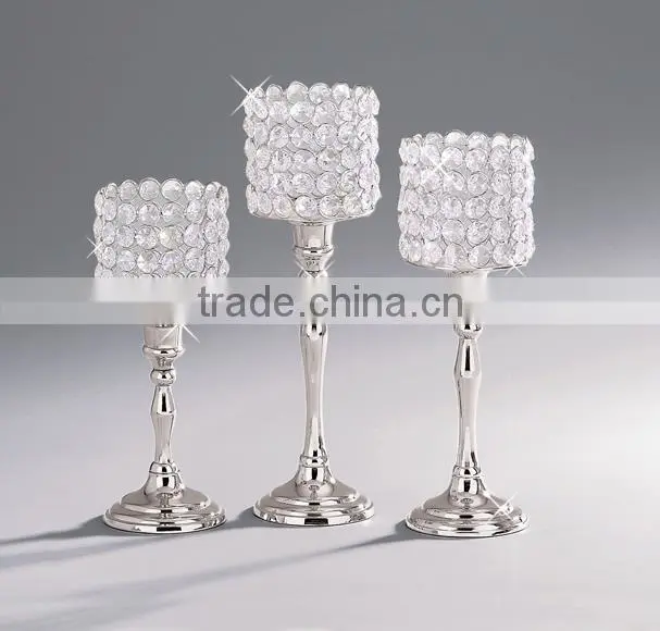 Wedding Candelabra, 9 Crystal Ball Candelabra With Hanging Crystals In Chrome Finish