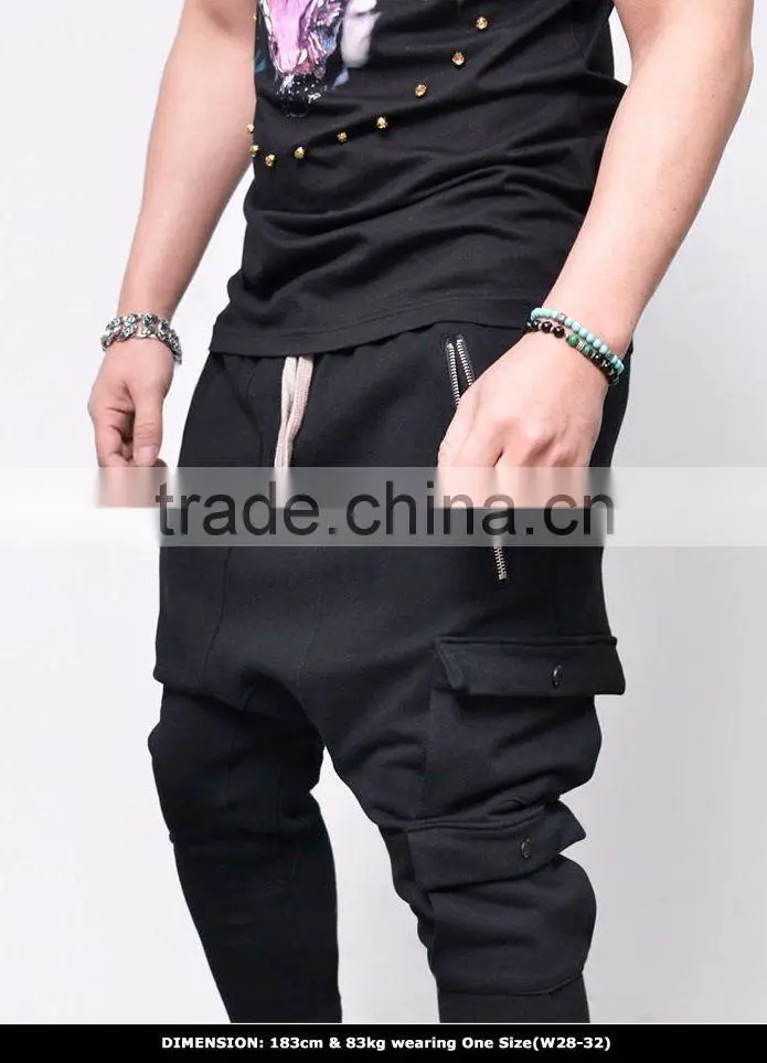 DOUBLE POCKET SLIM DROP BAGGY SWEATPANTS Black Standard Sports