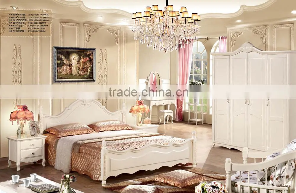New European style white Round wooden dining table with 5 seats