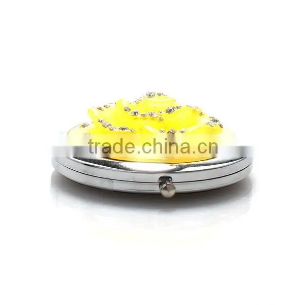 Fashion resin flower with rhinestone cosmetic mirror