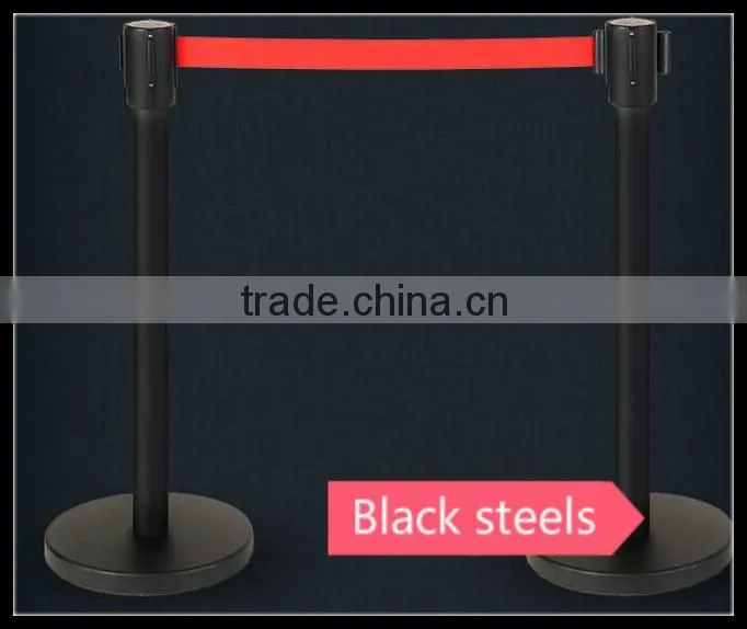 Black Stainless Steels Queue stanchions-Retractable Tensa Barriers- QueueWay Post