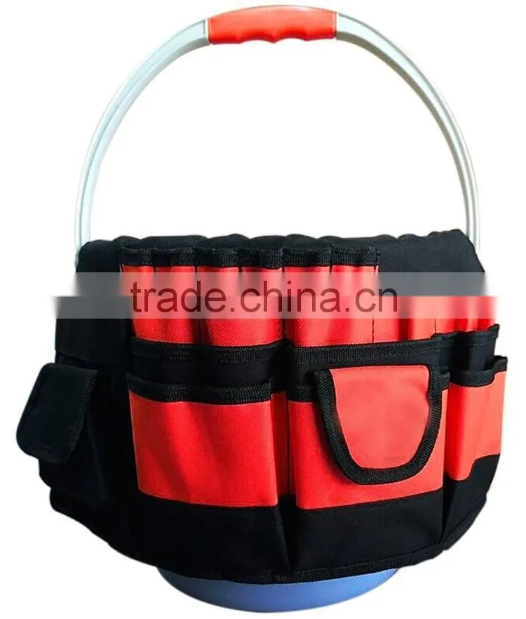 high quality heavy duty nylon garden bucket organizer,OEM popular design red canvas garden tool organizer bag for ladies