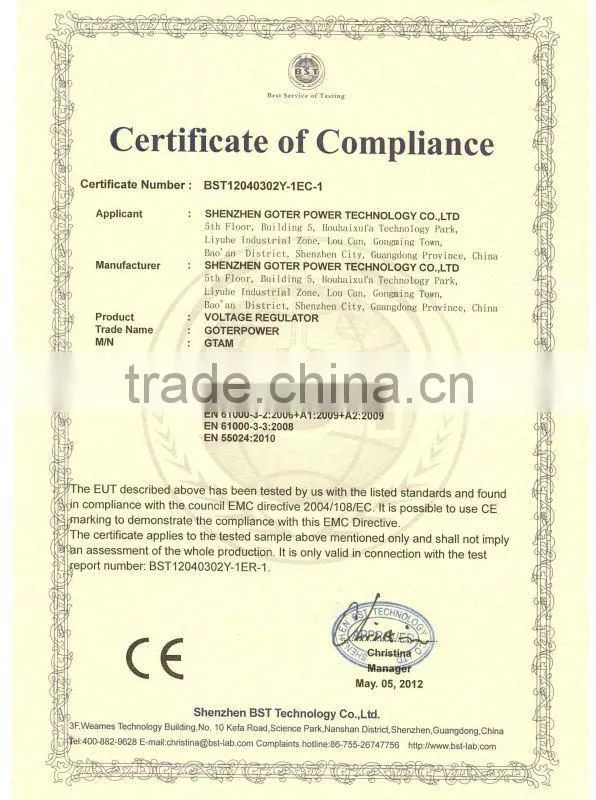 factory price automatic voltage stabilizer /avr 2000 kva with ISO 9001 2008