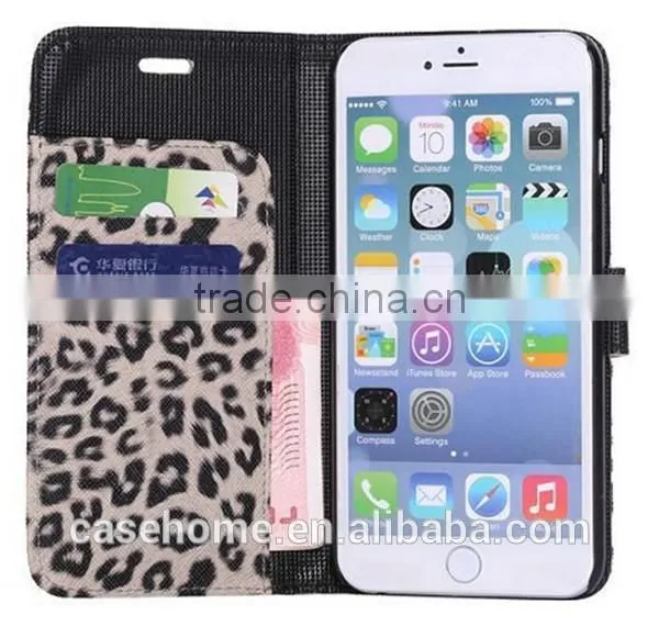 For iphone5/5s Leopard Grain Leather Wallet Flip Case Cover