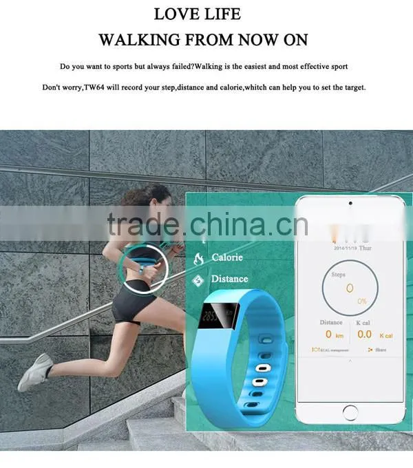 Bluetooth 4.0 smart wristband, Health,sport smart bracelet TW64