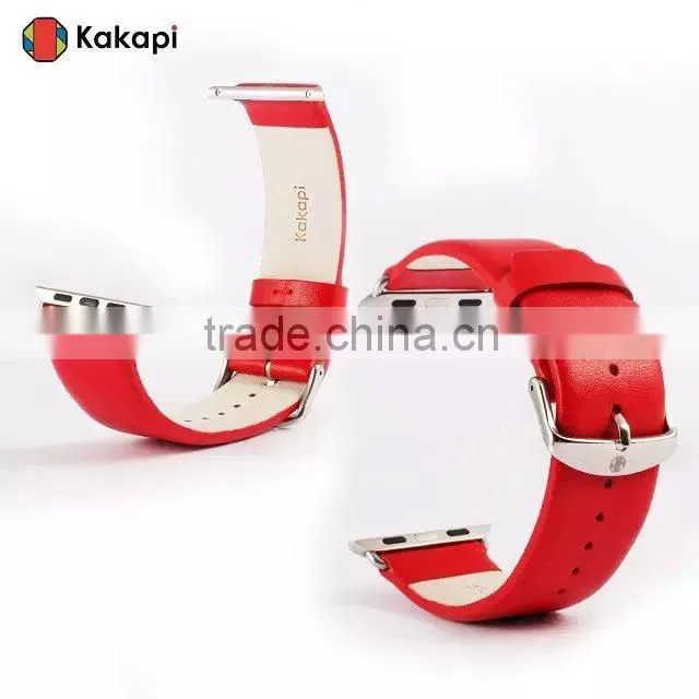 Kakapi One Buckle Smooth Leather Watch Band Wrist Strap With Watchband Converter For 42MM Apple Watch MT-3911