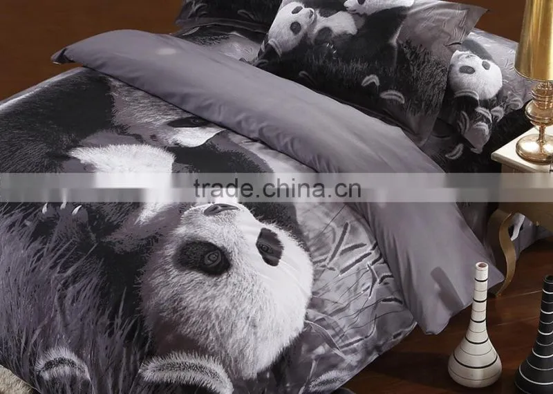2016 fashion 3D panda 100% natural cotton bed cover set