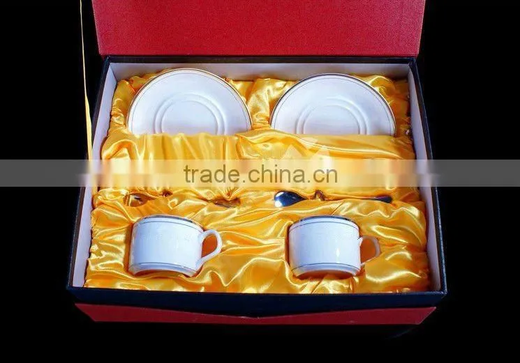 Romantic ceramic coffee cup with saucer