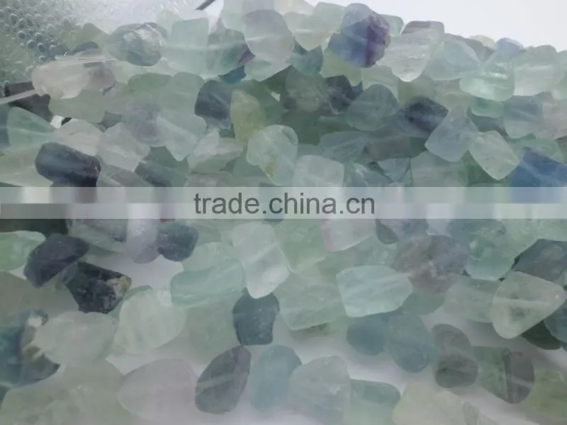 natural gemstone long drilled polished rough green fluorite tumbled stone