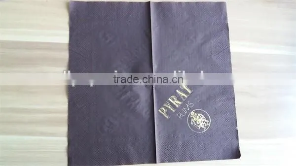 100% virgin wood pulp Dyeing paper napkins printed gold foil logo