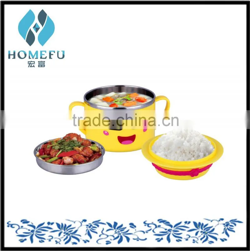 2015 latest product of china wholesale stainless steel kids rice dinnerware set
