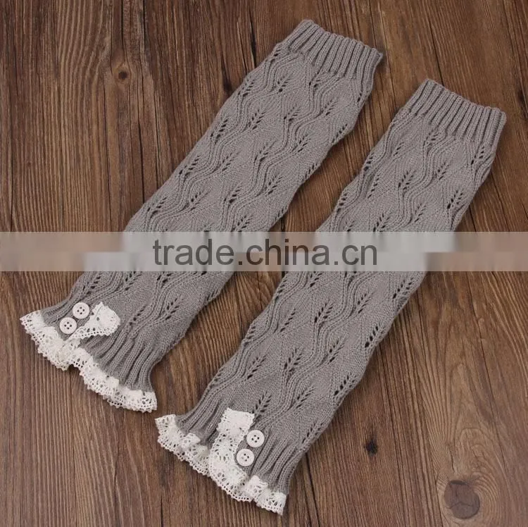 Wholesale Fashion Acrylic Knitted Leg Warmers Crochet Womens Lace Leg Warmers
