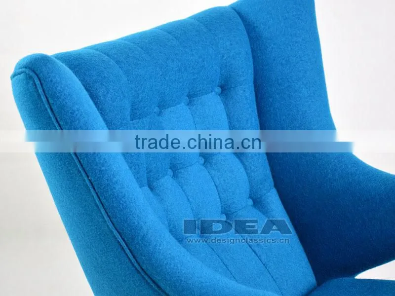 Replica Hans J Wegner Papa Bear Chair - Dark Blue Fabric