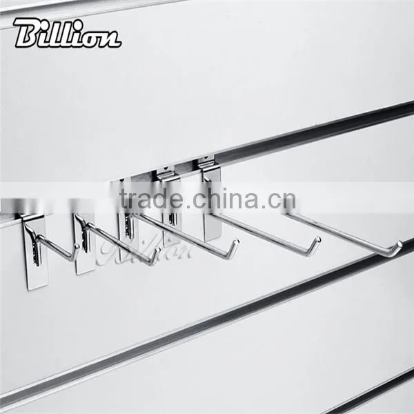 Single prong display hook chrome supermarket hanging slatwall metal hooks