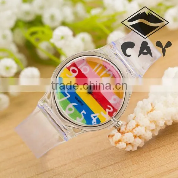Stock! Newest Deisgn Hot Sale Younth High Quality Fashion Simple Star Transparent Plastic Kid Wrist Watch