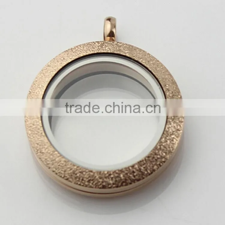 Trending Hot Rose Gold 316L Stainless Steel Screw Twist Sparkle 25mm Floating Charms Lockets