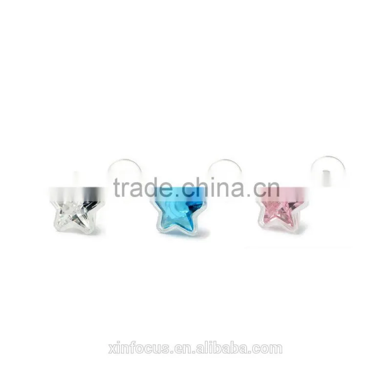 Bioplast Crystal Star Tongue Bar Body Piercing Jewelry