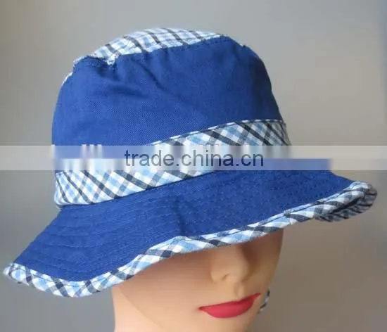 100% cotton fashion popeline bucket hat,check design bucket hat
