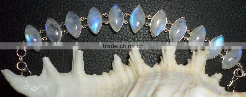 Rainbow Moonstone Pear Multi Stone Bracelet, 925 Solid Sterling Silver Bracelet, Designer Bezel Bracelet