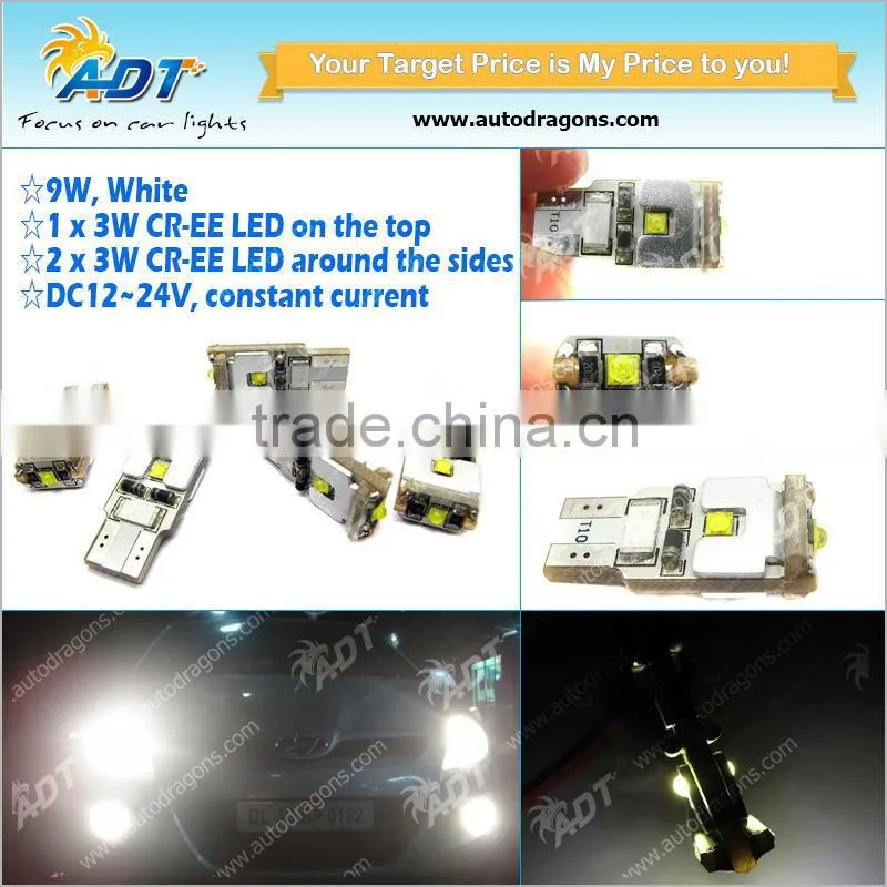 Auto lamp high power T10 pcb plus 168 9w 10*31mm CR 3*3W total 9W car led light white color