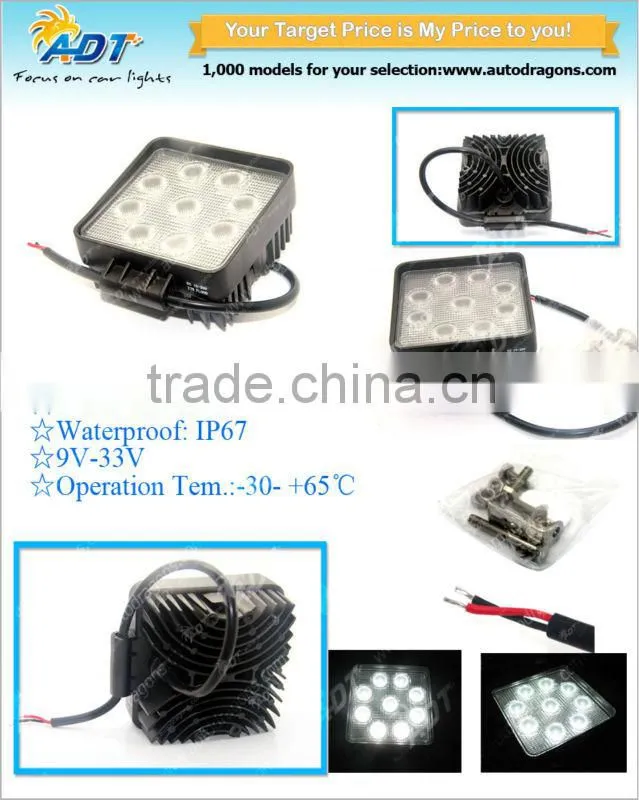 Square Cube 27W LED Work Light 60 / 30 degree UTE Car Offroad light