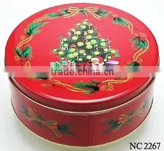 christmas cookie tin box, round tin can set for Christmas