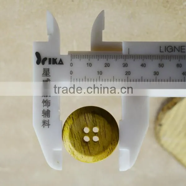 nature yellow 4 holes wood button for shirt