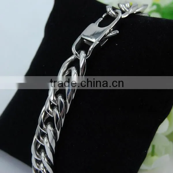Heavy Metal Cuban Curb Link Chain Men's Bracelet Stainless Steel 22cm Length
