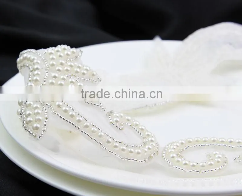 Big Fashion Elegant Handcrafted Pearl Beaded Trim for Wedding Dress R2711F01