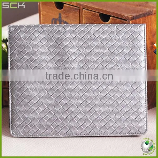 Woven Pattern Leather case For Ipad Case 2/3/4 with stand