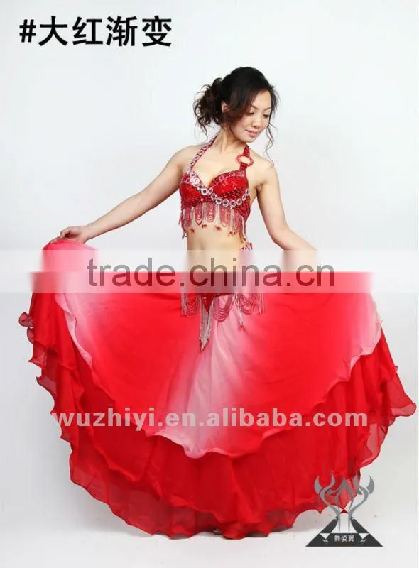Hot Selling Blue Silk Chiffon Belly Dance Skirts for women dancers (QC6004)