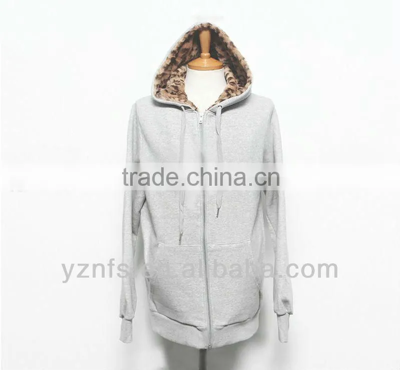 Mens Warm Thick Fleece Fur Hoodie Zip Up OEM Sweatshirt
