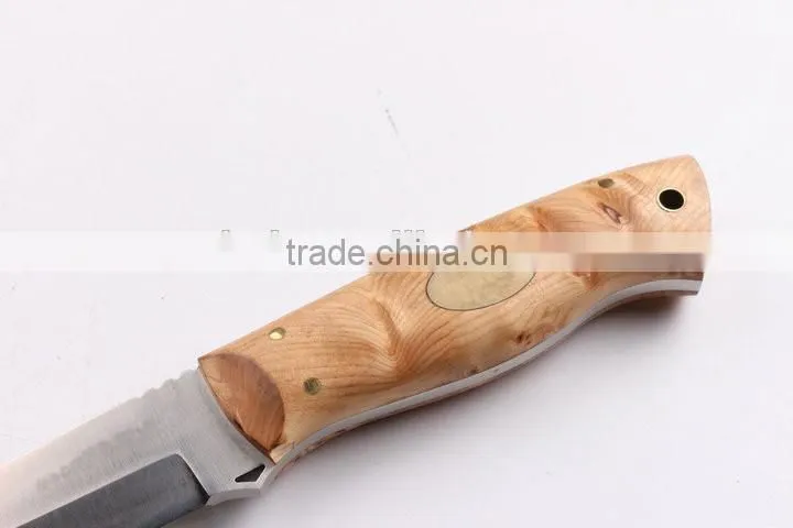 OEM fixed blade knife with D2 blade and white shadow wood handle