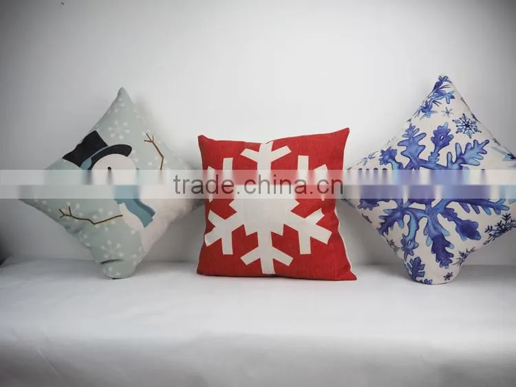 Wholesale custom linen/cotton fabric decorative throw cushion cover christmas digital printed pillow case