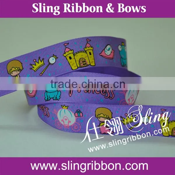 Promotion new wholesale 100% polyester grosgrain printed Princess Ribbon
