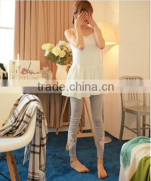 Stock Leggings For Women Long Leg Cotton Gray Lace Women Leggings