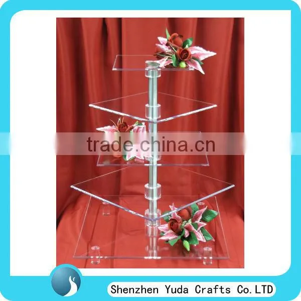 Made customize acrylic wedding cake plate displays, clear birthday cupcake stand
